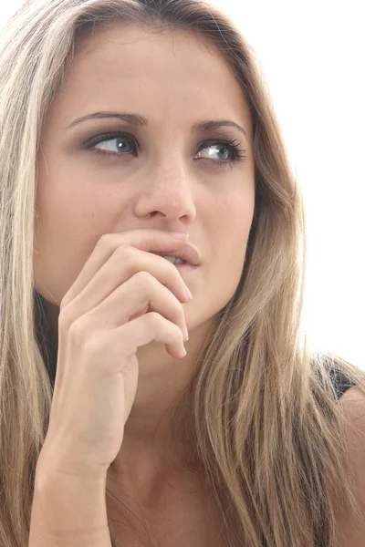 Confused Frightened Young Woman — Stock Photo, Image