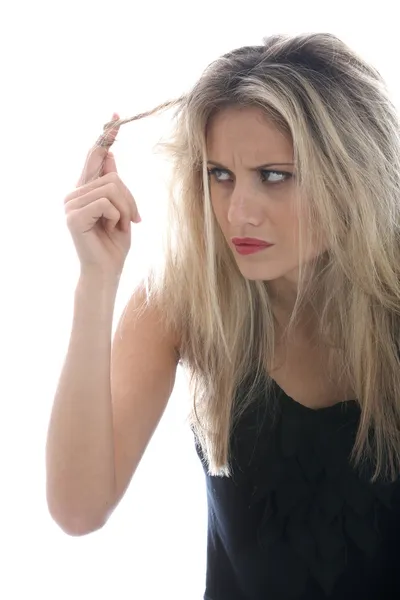 Jovem mulher Bad Hair Day — Fotografia de Stock