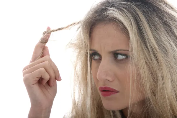 Jovem mulher Bad Hair Day Imagens De Bancos De Imagens Sem Royalties
