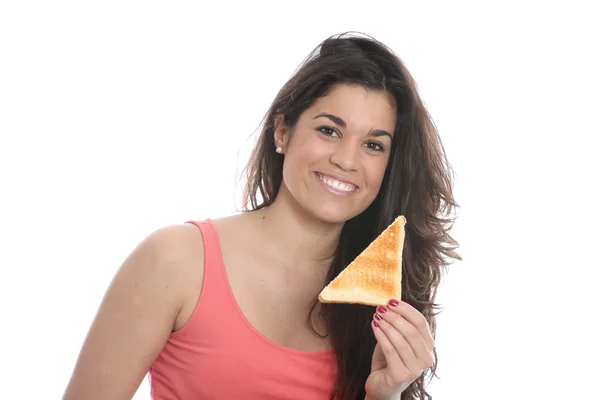 Jovem mulher comendo — Fotografia de Stock