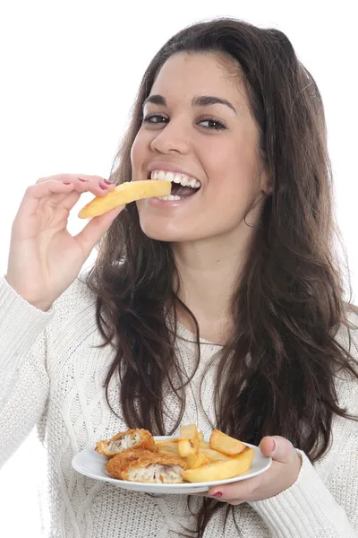 Junge Frau beim Essen — Stockfoto