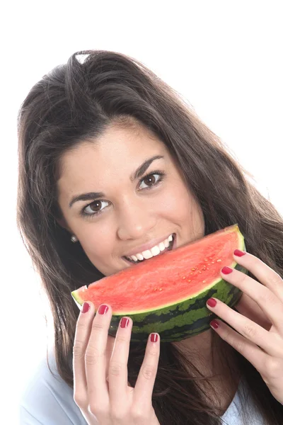 Jovem mulher comendo — Fotografia de Stock