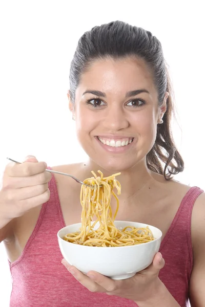 Aantrekkelijke jonge vrouw eten — Stockfoto