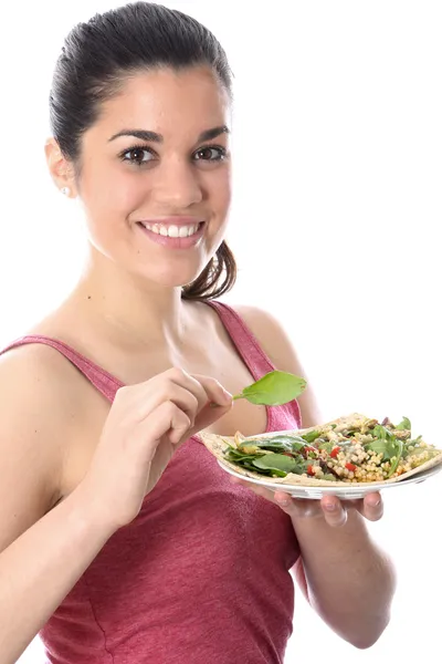 Atraente jovem mulher comer — Fotografia de Stock