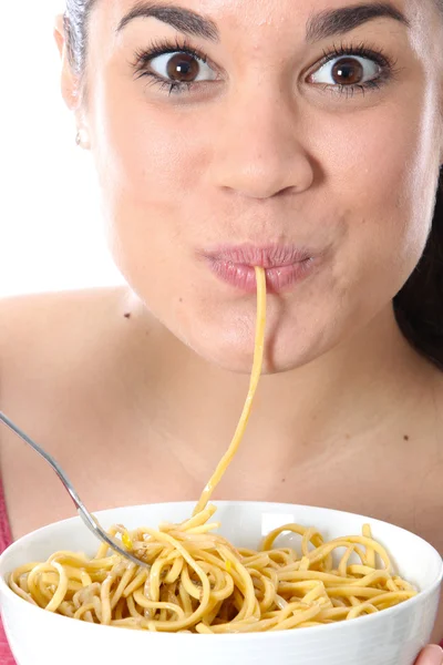 Aantrekkelijke jonge vrouw eten Rechtenvrije Stockfoto's