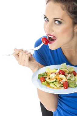karışık salata yemek çekici genç kadın
