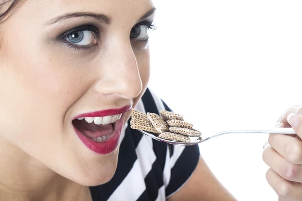 Attractive Young Woman Eating Breakfast Cereal — Stock Photo, Image