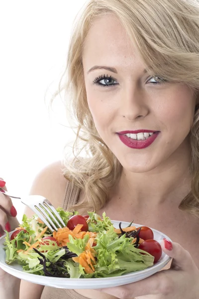 Young Woman Eating Salad — Stock Photo, Image