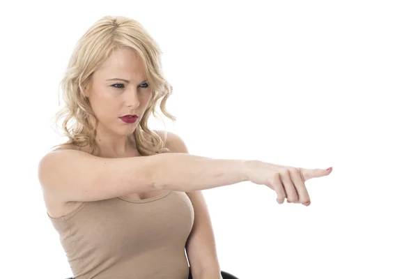 Attractive Angry Young Woman Pointing — Stock Photo, Image