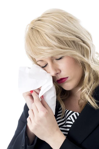 Jeune femme d'affaires bouleversée pleurer — Photo