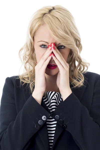 Serious Thoughtful Young Business Woman — Stock Photo, Image