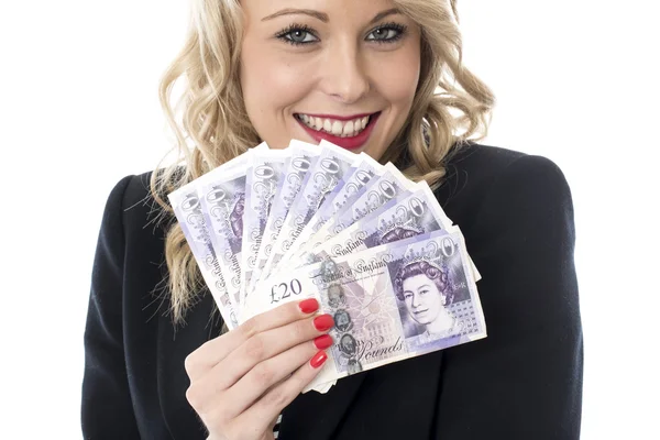 Young Woman Holding Money — Stock Photo, Image