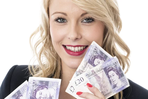 Young Woman Holding Money — Stock Photo, Image