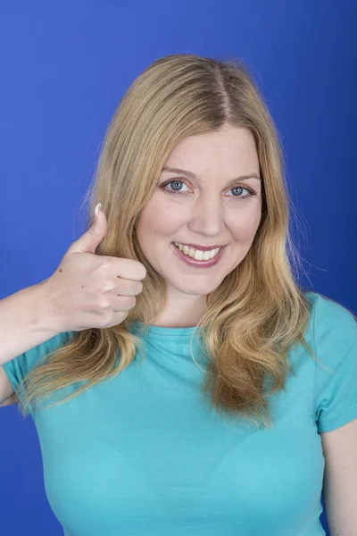 Attractive Happy Young Woman Thumbs Up — Stock Photo, Image