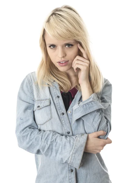 Thoughtful Happy Young Woman — Stock Photo, Image