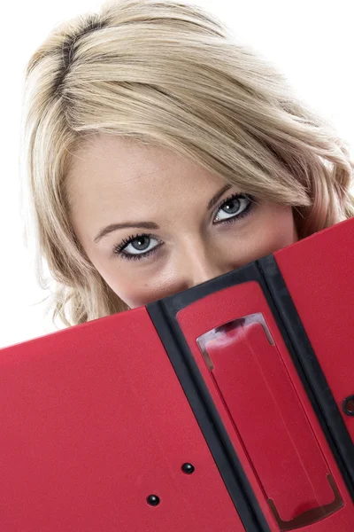 Young Business Woman Looking Over File — Stock Photo, Image