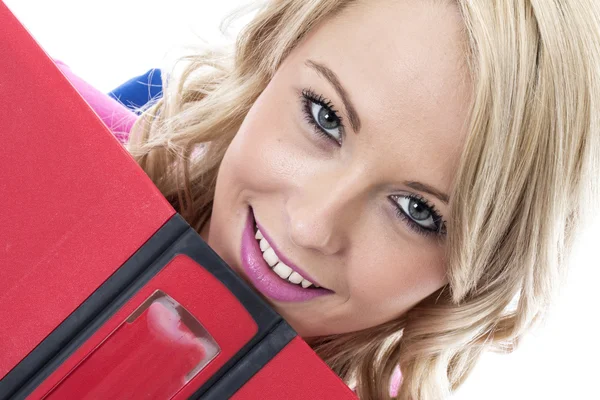 Young Business Woman Looking Over File — Stock Photo, Image