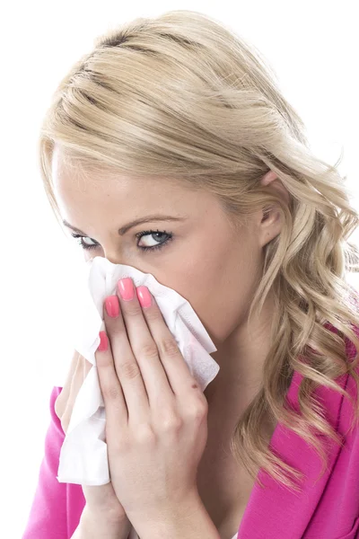 Young Business Woman Sneezing — Stock Photo, Image