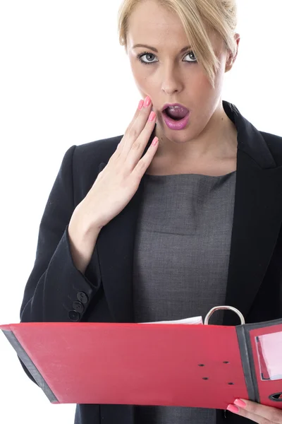 Young Business Woman Reading Documents — Stock Photo, Image