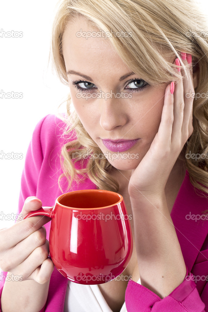 Young Business Woman Drinking Coffee