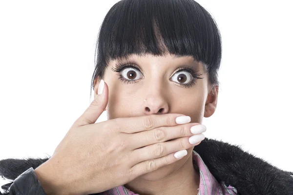 Shocked Embarrassed Young Woman — Stock Photo, Image