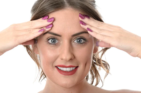 Young Woman Massaging Face — Stock Photo, Image