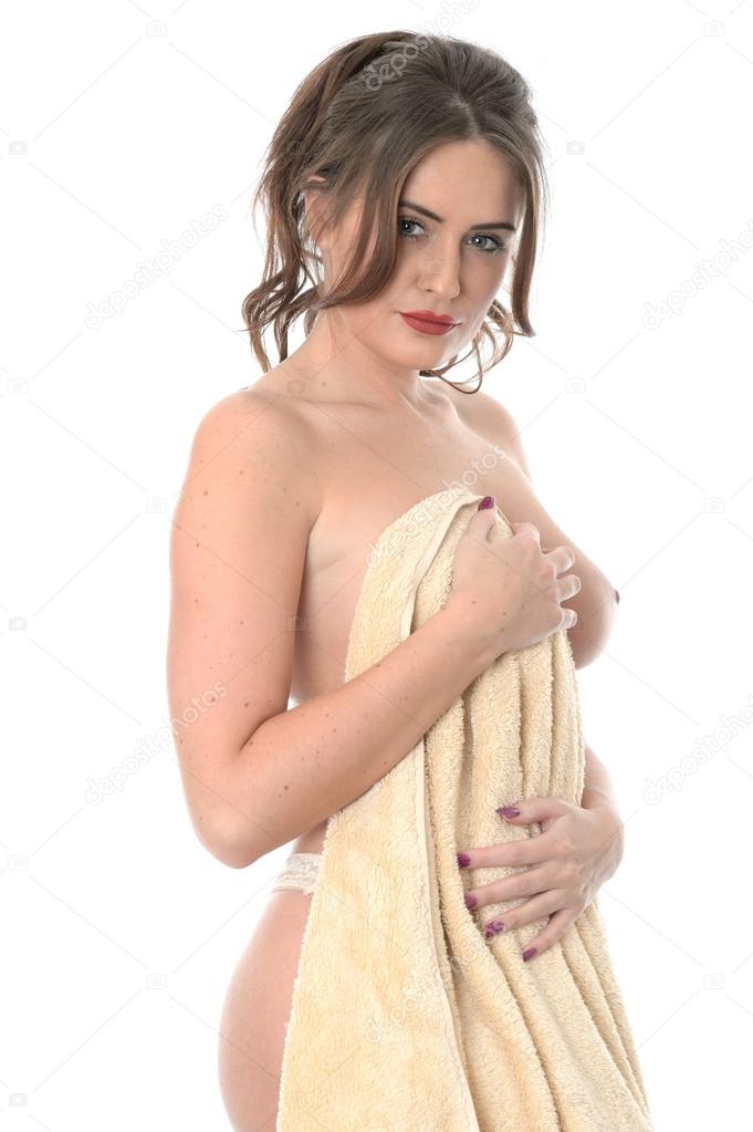 Young Woman Holding a Bath Towel
