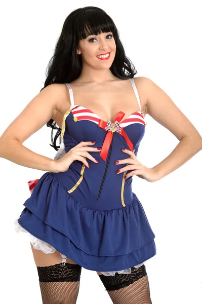 Joven pin up modelo marineros traje — Foto de Stock