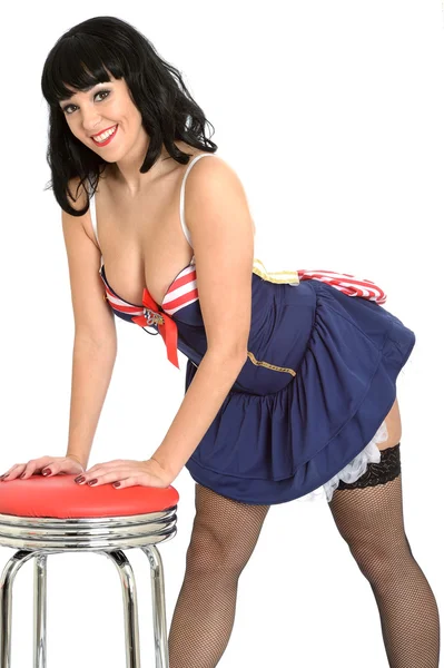 Joven pin up modelo marineros traje — Foto de Stock