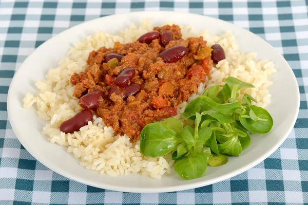 Chili con Carne mit Reis — Stockfoto