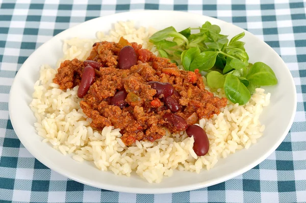 Chili con Carne mit Reis — Stockfoto