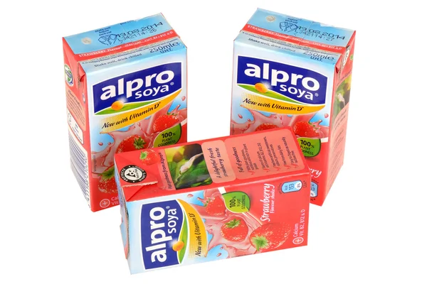 Alpro Strawberry Flavoured Soya Drink — Stock Photo, Image