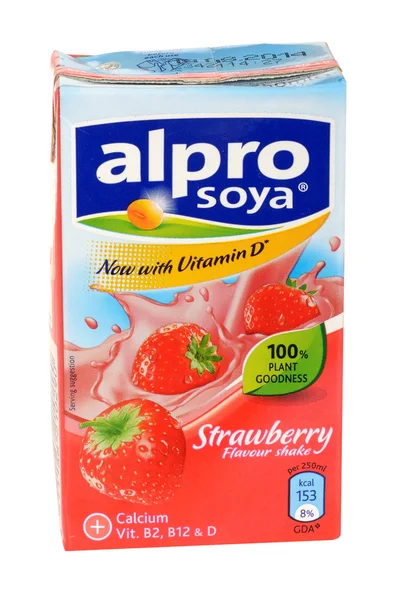 Alpro aardbei gearomatiseerde soja drink — Stockfoto