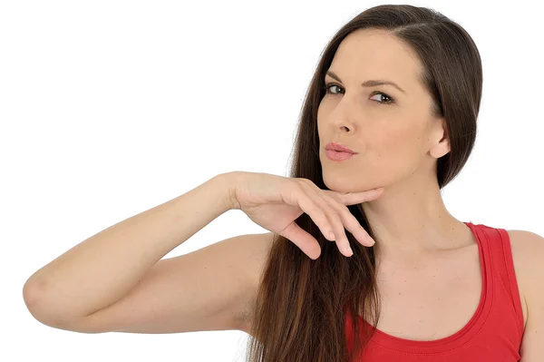 Confused Worried Young Woman — Stock Photo, Image