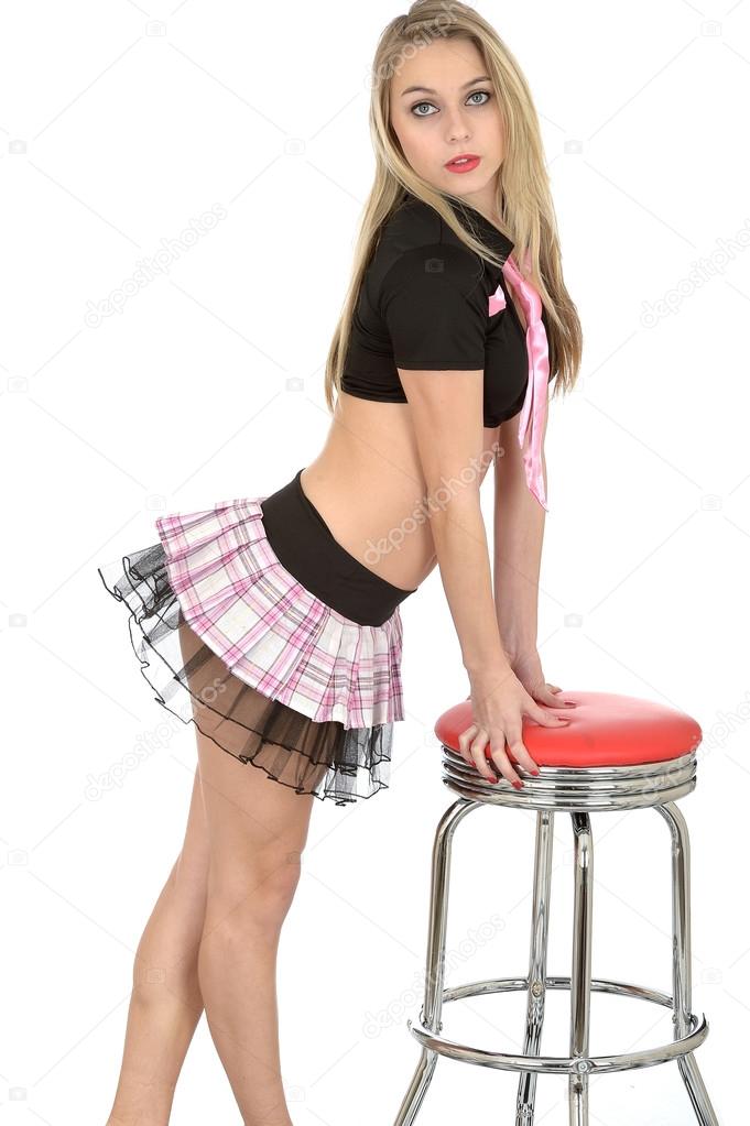 Sexy Young Pin Up Model in Micro Mini Skirt