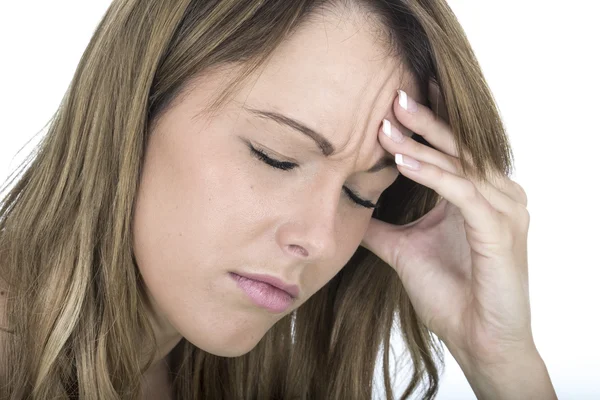 Attraktiv ung kvinna med huvudvärk — Stockfoto