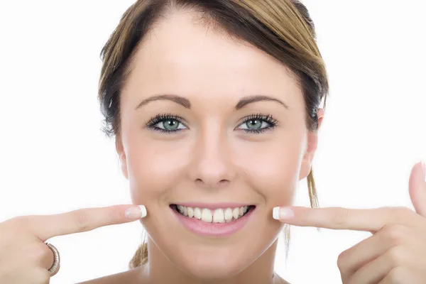 Atractiva mujer joven juguetona feliz — Foto de Stock