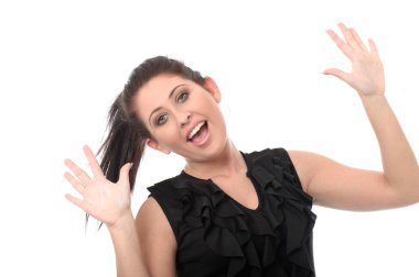 düşünerek mutlu bir genç kadın