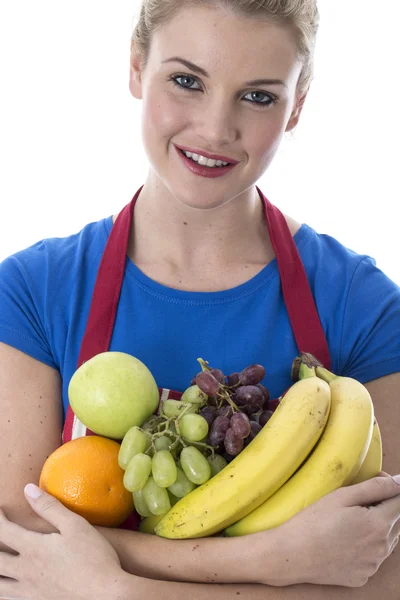 Attractive Young Woman Holding Fresh Fruit — Stock Photo, Image
