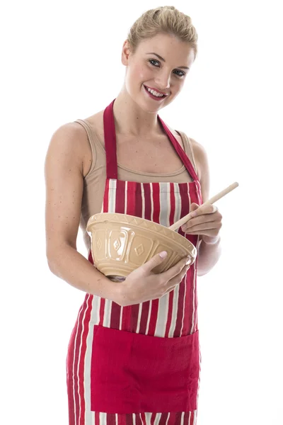 Attractive Young Woman Mixing Cooking Ingredients — Stock Photo, Image