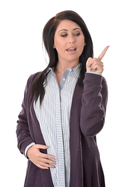 Attraktiv ung kvinna som pekar — Stockfoto