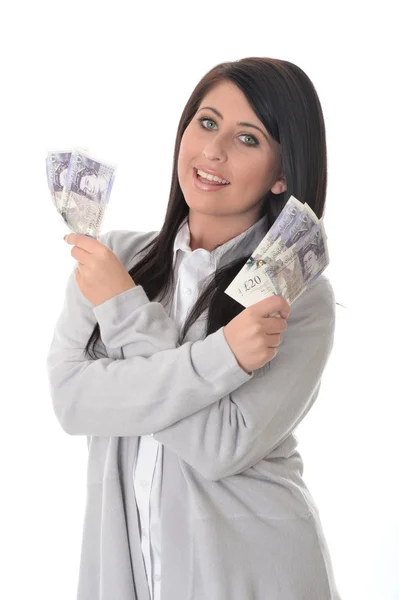 Young Woman Holding Money — Stock Photo, Image