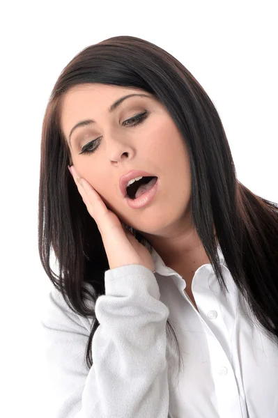 Mujer joven bostezando — Foto de Stock