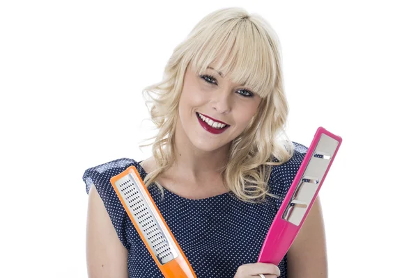 Attractive Young Woman Holding Kitchen Utensils — Stock Photo, Image