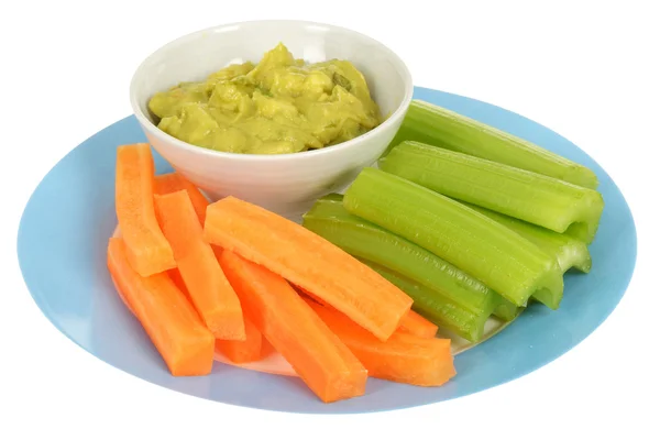 Zelenina s guacamole dip — Stock fotografie