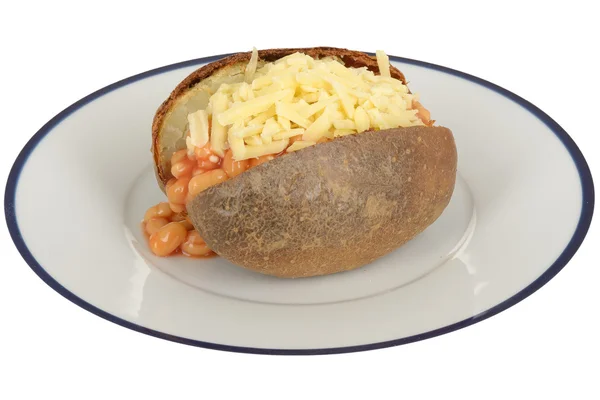 Gebackene Bohnen und Käsemantel Kartoffeln — Stockfoto