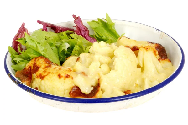 Cauliflower Cheese with Salad — Stock Photo, Image