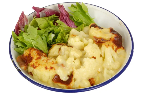 Cauliflower Cheese with Salad — Stock Photo, Image
