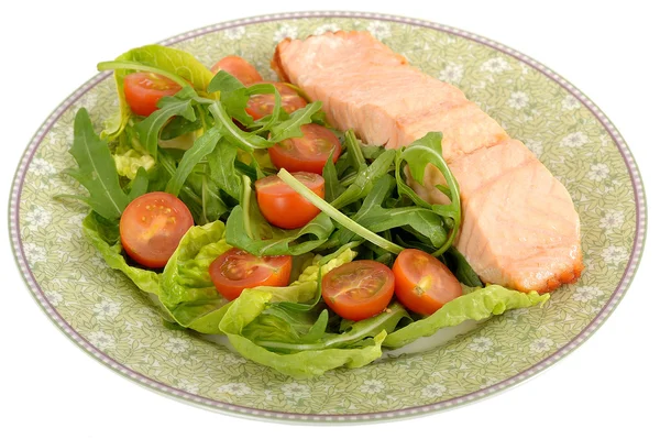 Lachs mit Salat — Stockfoto