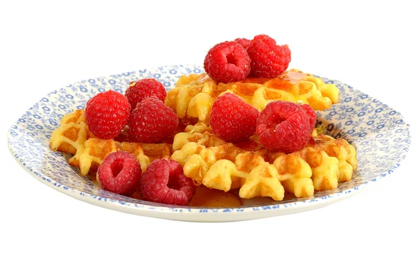 Waffles with Raspberries — Stock Photo, Image
